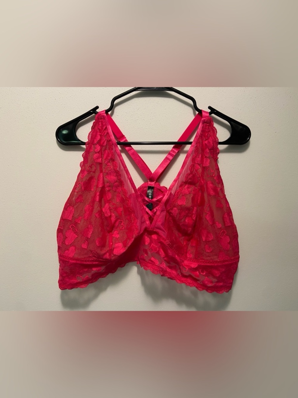 torrid Hot Pink Lace Bralette with Heart Design